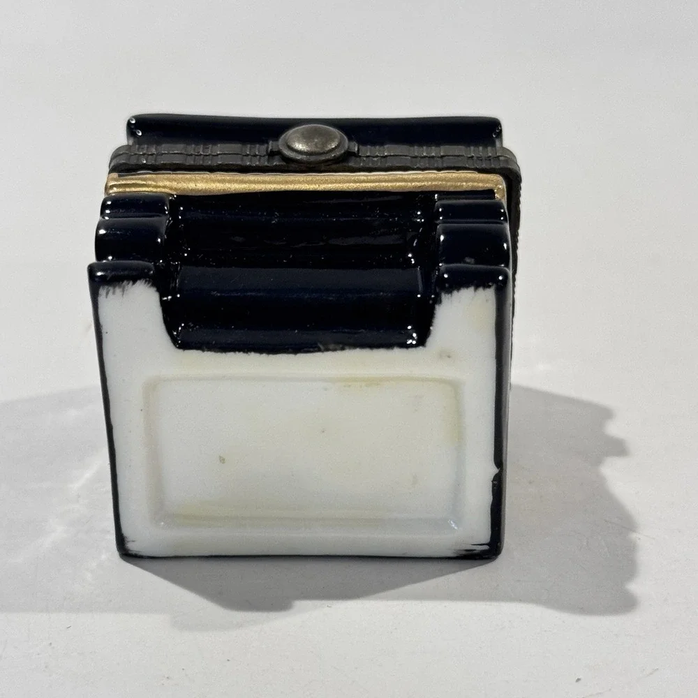 Vintage Miniature Black‎ Piano Ceramic Hinged Lid Trinket Jewelry Keepsake Box